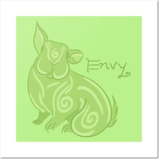 Seven Deadly Rabbits Series - Envy (text) Posters and Art